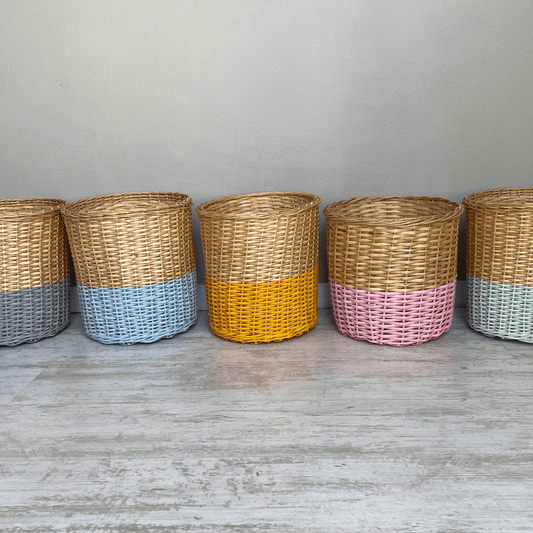 Canasto 30x30 franja rosa - micanastodemimbre