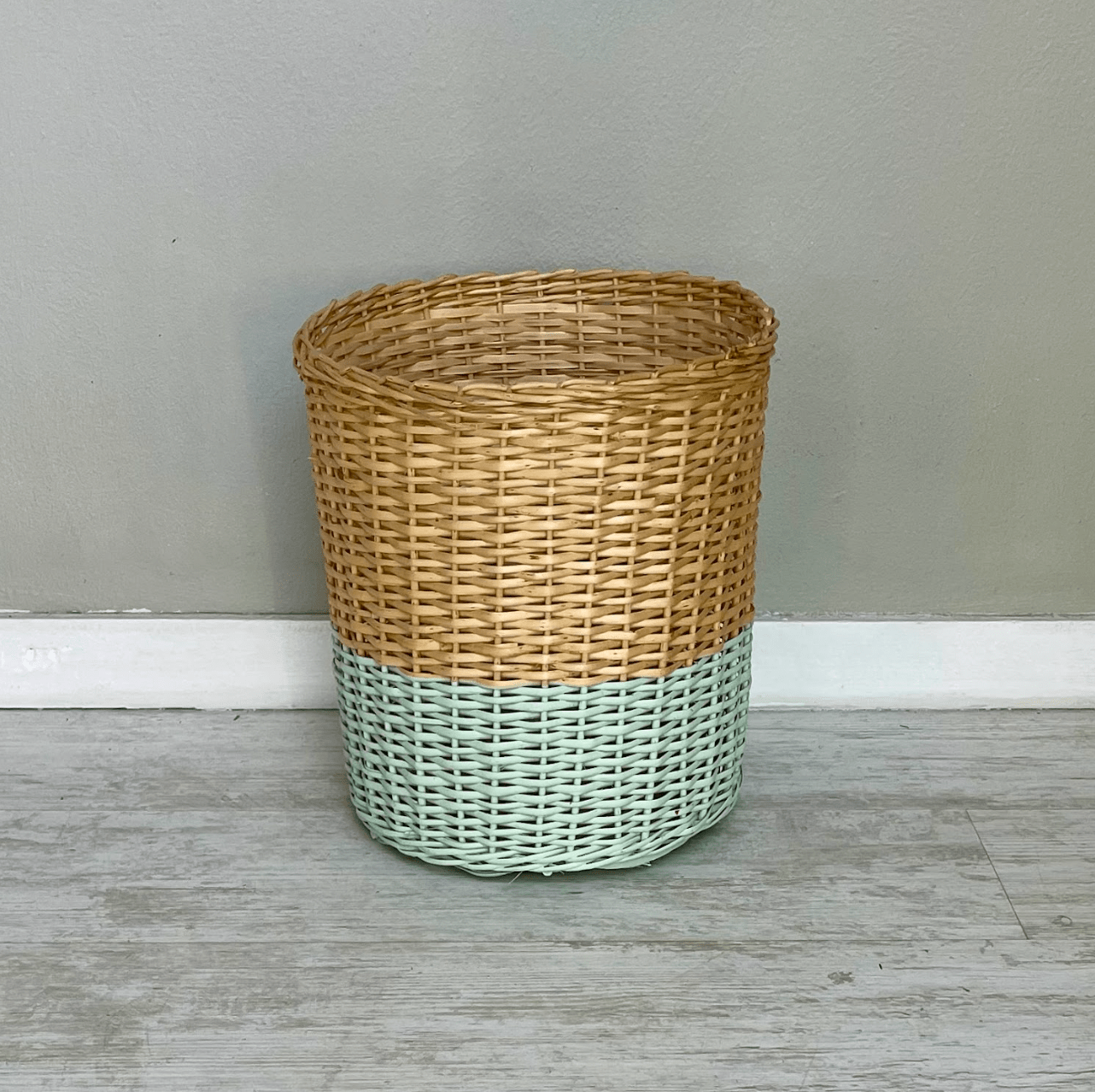 Canasto 30X30 franja menta - micanastodemimbre