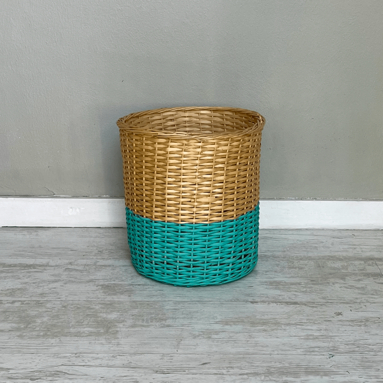 Canasto 30X30 franja menta oscuro - micanastodemimbre