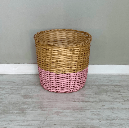 Canasto 30x30 franja rosa - micanastodemimbre