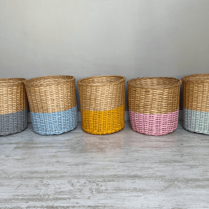 Canasto 30x30 franja rosa - micanastodemimbre