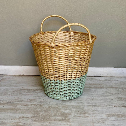 Canasto 38x36 franja menta - micanastodemimbre