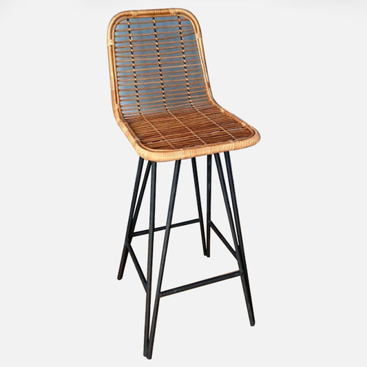 Taburete pata doble varilla en mimbre cocido