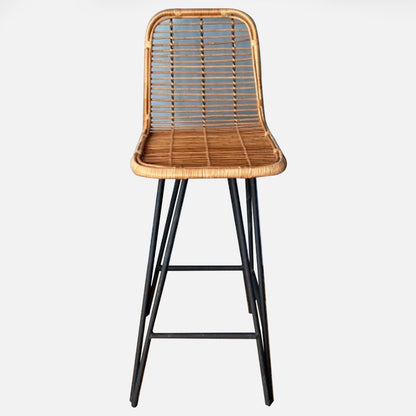 Taburete pata doble varilla en mimbre cocido